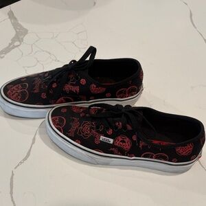 Vans LoveYounTo Death Black Sneakers with Red Skull & Rose Print